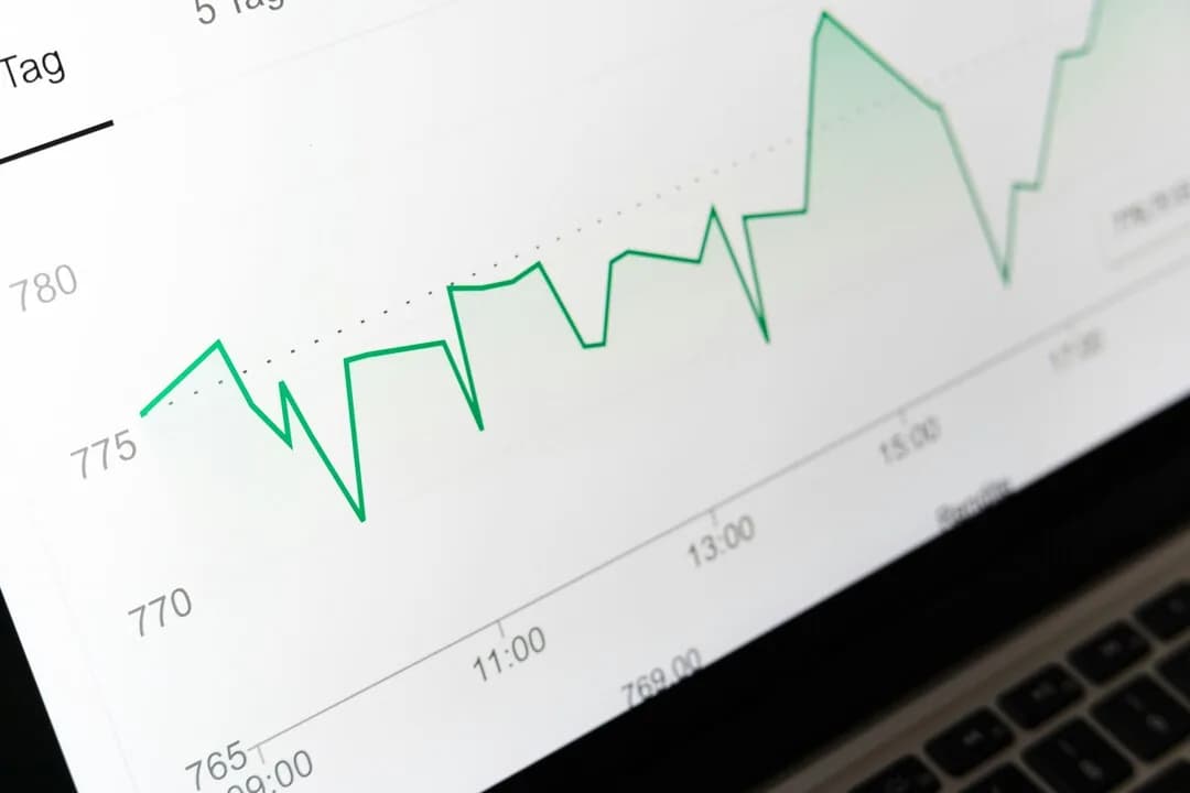 A line chart displayed on a laptop screen.